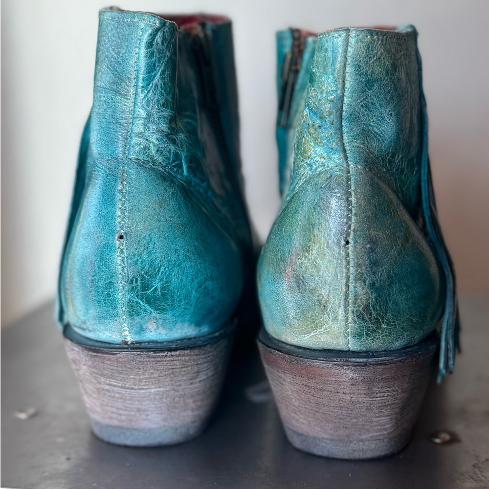 Ferrini Teal Leather Ankle Boots - Picture 4 of 8